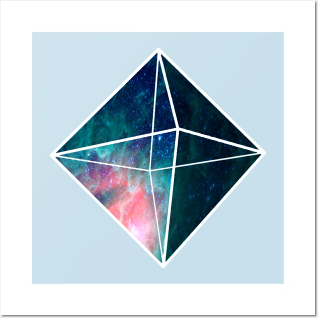 Starred sky geometry concept: a blue crystal heart Wall Art by Blacklinesw9